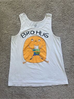 Cartoon Network Adventure Time "Bro Hug" Graphic Tank Top White Size M
